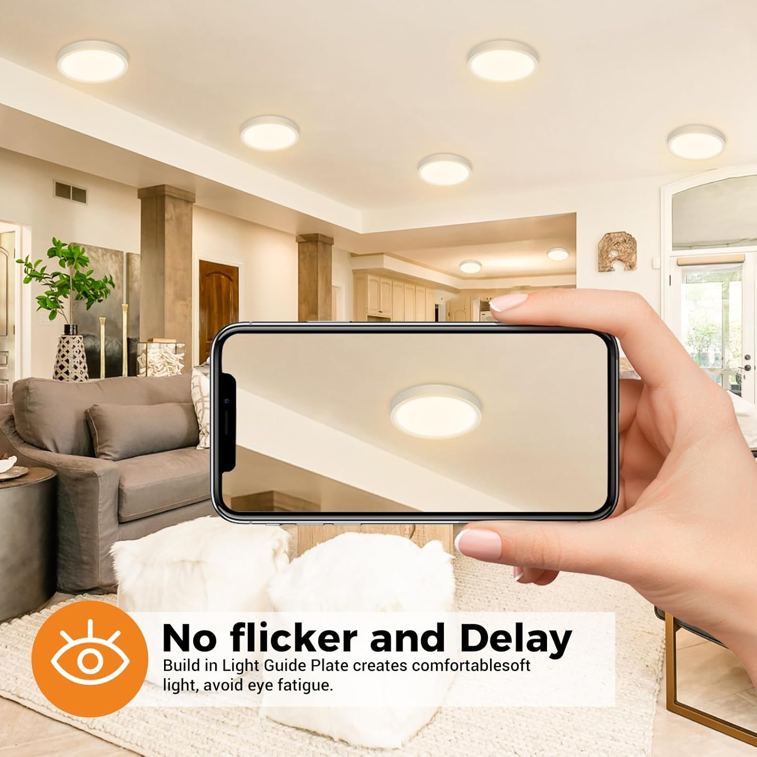 12Pack LED Flush Mount Ceiling Light, Dimmable & 100W Equivalent Super Slim LED Ceiling Light, 3000K-6500K Selectable, 12W 1500Lm Round Light Fixture for Bedroom, Bathroom, Closet, Hallway - Grand Goldman