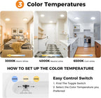 12Pack LED Flush Mount Ceiling Light, Dimmable & 100W Equivalent Super Slim LED Ceiling Light, 3000K-6500K Selectable, 12W 1500Lm Round Light Fixture for Bedroom, Bathroom, Closet, Hallway - Grand Goldman