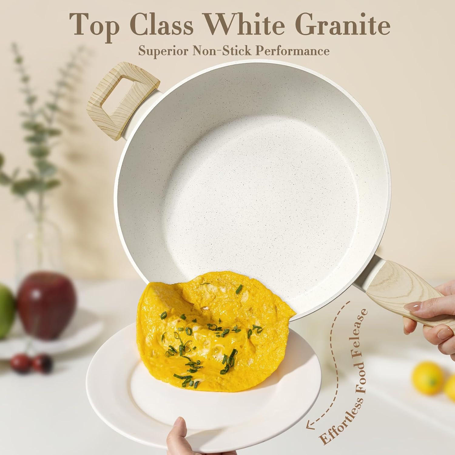 12 Pcs Pots and Pans Set Non Stick Kitchen Cookware Sets Nonstick Induction Cookware Black Granite Cooking Set with Frying Pans, Saucepans, Steamer Silicone Shovel Spoon & Tongs (NO PFOS, PFOA) - Grand Goldman