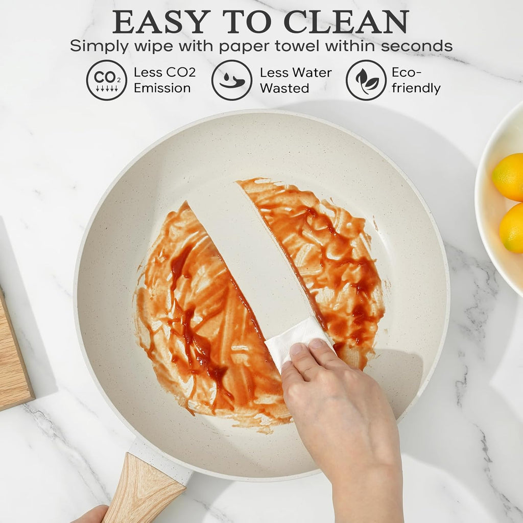 12 Pcs Pots and Pans Set Non Stick Kitchen Cookware Sets Nonstick Induction Cookware Black Granite Cooking Set with Frying Pans, Saucepans, Steamer Silicone Shovel Spoon & Tongs (NO PFOS, PFOA) - Grand Goldman