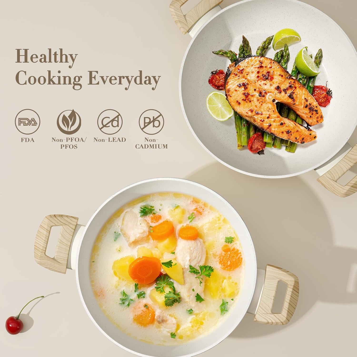 12 Pcs Pots and Pans Set Non Stick Kitchen Cookware Sets Nonstick Induction Cookware Black Granite Cooking Set with Frying Pans, Saucepans, Steamer Silicone Shovel Spoon & Tongs (NO PFOS, PFOA) - Grand Goldman