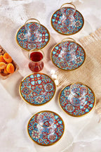 12 Piece Decorated Glass Tea Cup Set Turkish Style Includes Ceramic Coasters Ideal Gift for Tea Lovers Heat Resistant Long Lasting High Quality Glass Cups for Guests Special Occasions - Grand Goldman