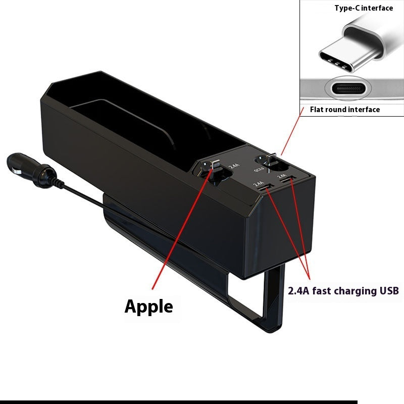 Car Charger Multi-function Storage Box With Dual USB Storage Box