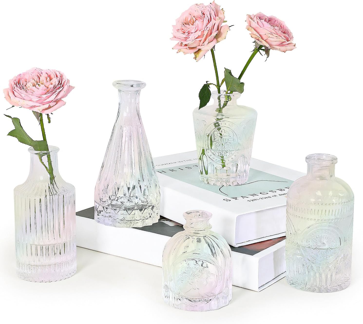 12pcs Glass Bud Vase Set, Small Clear Flower Vases for Centerpieces in Bulk, Mini Vintage Vase for Wedding, Home,Table Decoration - Grand Goldman