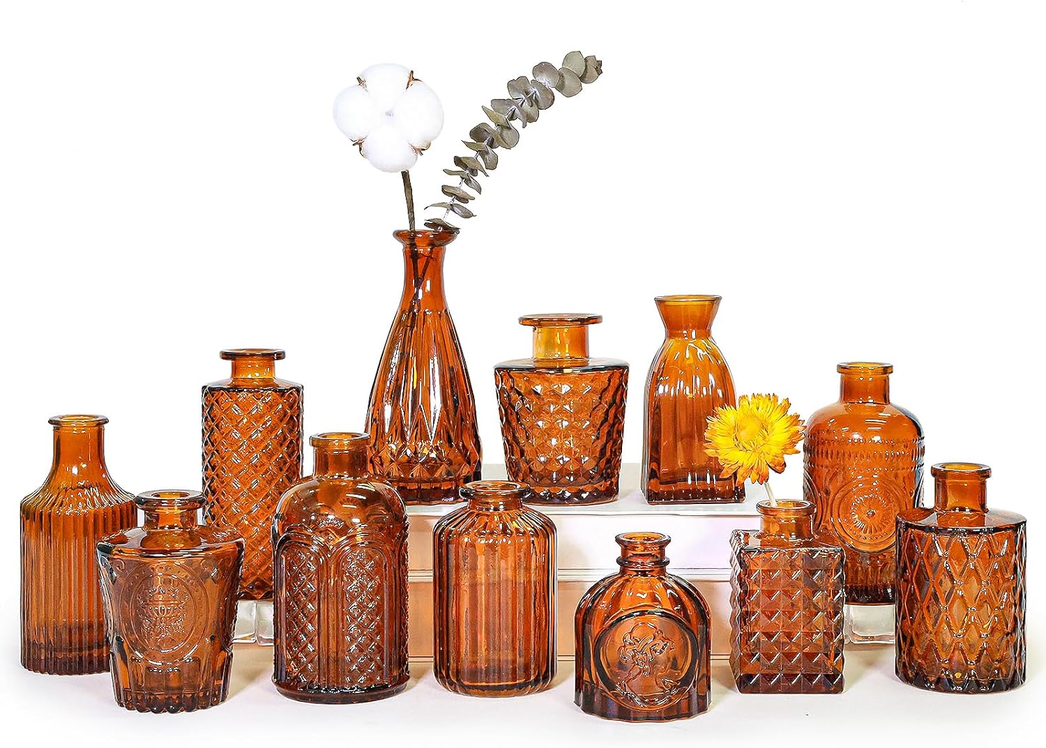 12pcs Glass Bud Vase Set, Small Clear Flower Vases for Centerpieces in Bulk, Mini Vintage Vase for Wedding, Home,Table Decoration - Grand Goldman