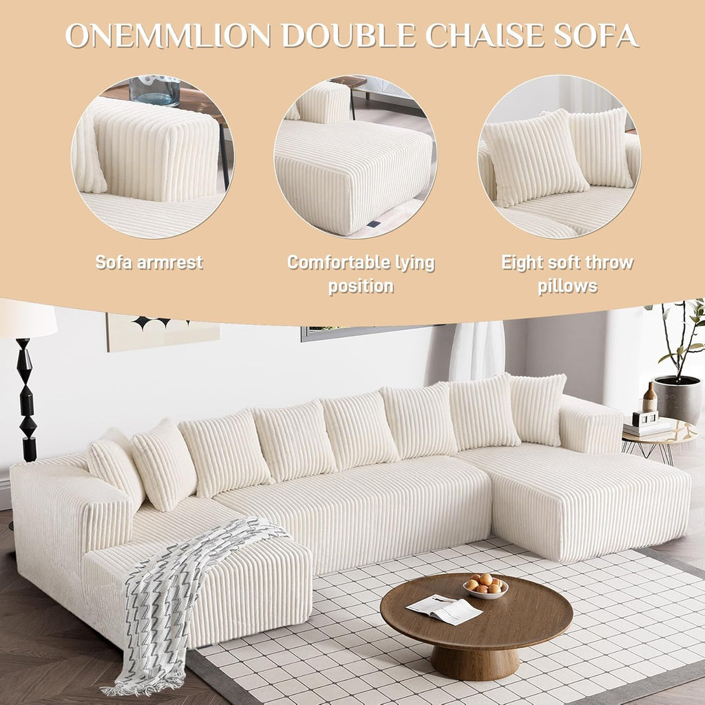 131" Modular Sectional Couch, Luxury Black Sectional Couches for Living Room, Comfy Corduroy Couch Sectional Sofa with Chaise Lounge, Free Combination Sleeper Sofa with Memory Foam, Black - Grand Goldman