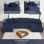 131" Modular Sectional Couch, Luxury Black Sectional Couches for Living Room, Comfy Corduroy Couch Sectional Sofa with Chaise Lounge, Free Combination Sleeper Sofa with Memory Foam, Black - Grand Goldman