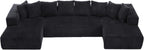 131" Modular Sectional Couch, Luxury Black Sectional Couches for Living Room, Comfy Corduroy Couch Sectional Sofa with Chaise Lounge, Free Combination Sleeper Sofa with Memory Foam, Black - Grand Goldman