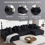 131" Modular Sectional Couch, Luxury Black Sectional Couches for Living Room, Comfy Corduroy Couch Sectional Sofa with Chaise Lounge, Free Combination Sleeper Sofa with Memory Foam, Black - Grand Goldman