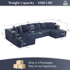 131" Modular Sectional Couch, Luxury Black Sectional Couches for Living Room, Comfy Corduroy Couch Sectional Sofa with Chaise Lounge, Free Combination Sleeper Sofa with Memory Foam, Black - Grand Goldman