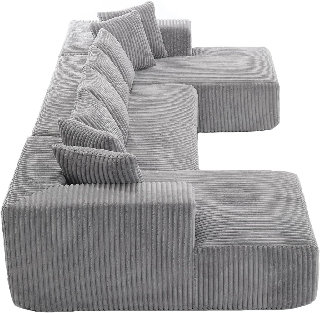 131" Modular Sectional Couch, Luxury Black Sectional Couches for Living Room, Comfy Corduroy Couch Sectional Sofa with Chaise Lounge, Free Combination Sleeper Sofa with Memory Foam, Black - Grand Goldman