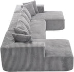 131" Modular Sectional Couch, Luxury Black Sectional Couches for Living Room, Comfy Corduroy Couch Sectional Sofa with Chaise Lounge, Free Combination Sleeper Sofa with Memory Foam, Black - Grand Goldman