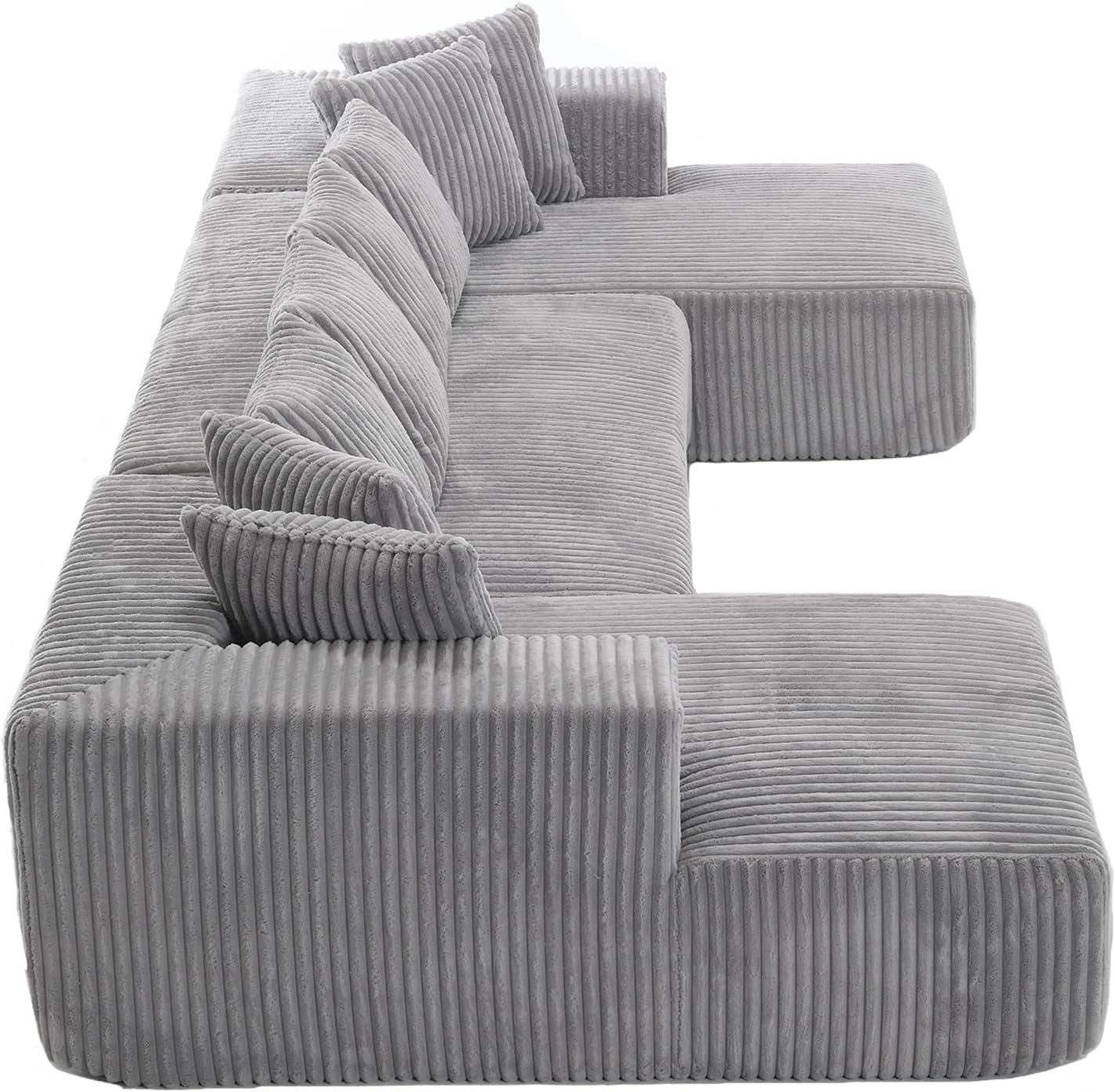 131" Modular Sectional Couch, Luxury Black Sectional Couches for Living Room, Comfy Corduroy Couch Sectional Sofa with Chaise Lounge, Free Combination Sleeper Sofa with Memory Foam, Black - Grand Goldman