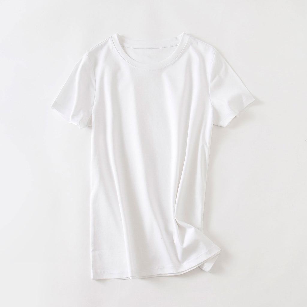 Cool Double-sided Mercerized Cotton Short-sleeved White T-shirt - Grand Goldman