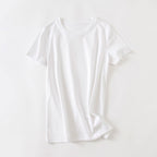 Cool Double-sided Mercerized Cotton Short-sleeved White T-shirt - Grand Goldman