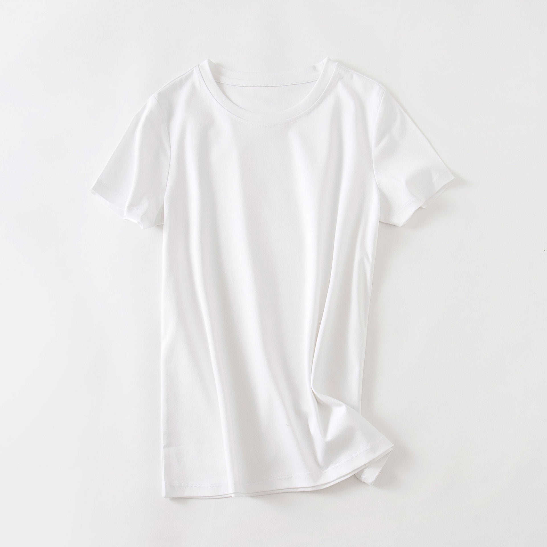 Cool Double-sided Mercerized Cotton Short-sleeved White T-shirt - Grand Goldman