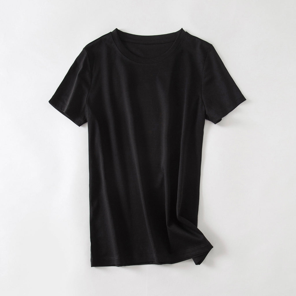 Cool Double-sided Mercerized Cotton Short-sleeved White T-shirt - Grand Goldman