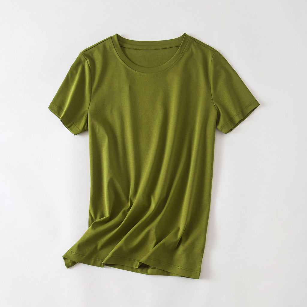 Cool Double-sided Mercerized Cotton Short-sleeved White T-shirt - Grand Goldman