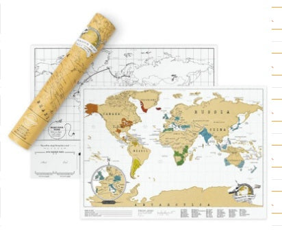 Nouvelle carte du monde à gratter avec notes de voyage 
