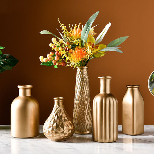 Elegant Golden Nordic Gilded Glass Vase - Perfect for Modern Home Décor