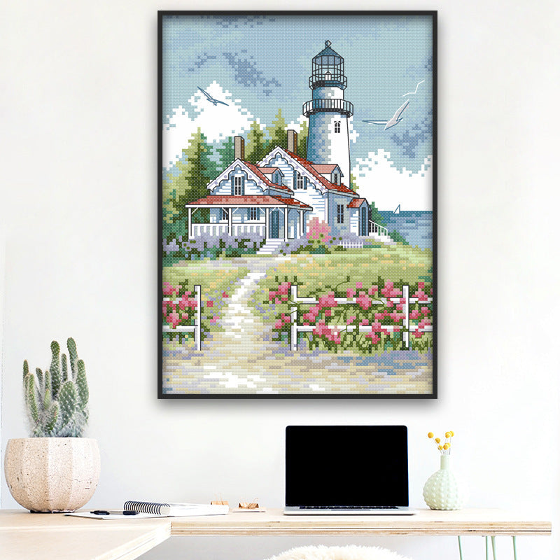 Cross stitch lighthouse decoration