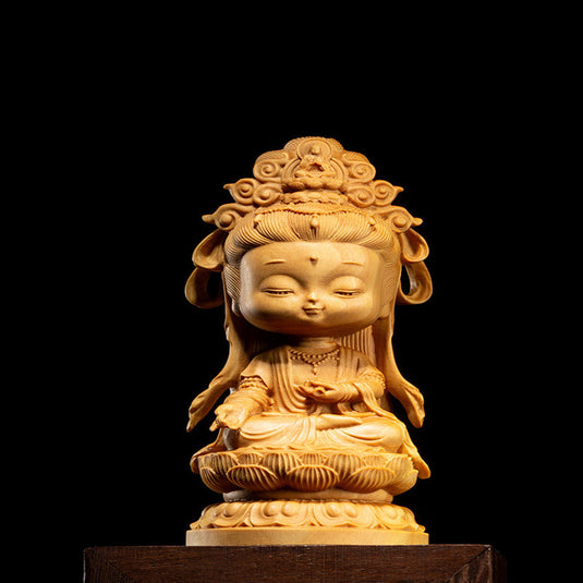 Boxwood carving of Guanyin Buddha statue