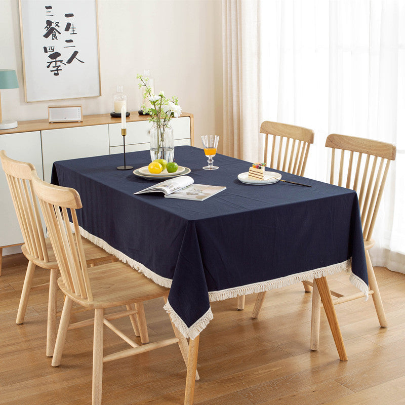 All Cotton Washed Cotton Tassel Coffee Table Cloth Table Cloth