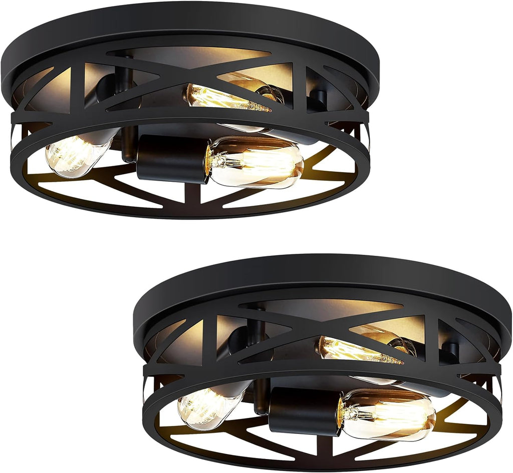 13 inch Farmhouse Ceiling Light Fixture,3-Light Hallway Light Fixtures Ceiling,Black Flush Mount Ceiling Light,Light Fixture Ceiling Mount for Kitchen Hallway Entryway,E26 Base（1 Pack） - Grand Goldman