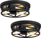 13 inch Farmhouse Ceiling Light Fixture,3-Light Hallway Light Fixtures Ceiling,Black Flush Mount Ceiling Light,Light Fixture Ceiling Mount for Kitchen Hallway Entryway,E26 Base（1 Pack） - Grand Goldman