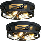 13 inch Farmhouse Ceiling Light Fixture,3-Light Hallway Light Fixtures Ceiling,Black Flush Mount Ceiling Light,Light Fixture Ceiling Mount for Kitchen Hallway Entryway,E26 Base（1 Pack） - Grand Goldman