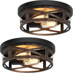 13 inch Farmhouse Ceiling Light Fixture,3-Light Hallway Light Fixtures Ceiling,Black Flush Mount Ceiling Light,Light Fixture Ceiling Mount for Kitchen Hallway Entryway,E26 Base（1 Pack） - Grand Goldman