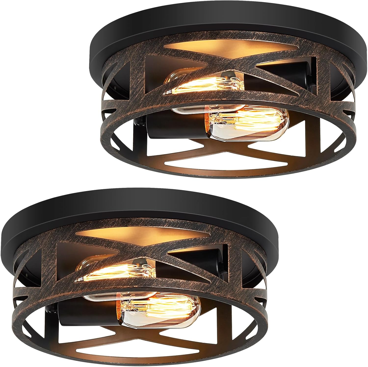 13 inch Farmhouse Ceiling Light Fixture,3-Light Hallway Light Fixtures Ceiling,Black Flush Mount Ceiling Light,Light Fixture Ceiling Mount for Kitchen Hallway Entryway,E26 Base（1 Pack） - Grand Goldman