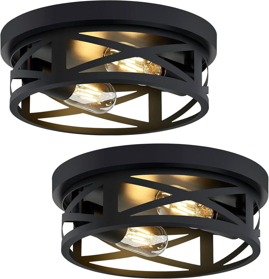 13 inch Farmhouse Ceiling Light Fixture,3-Light Hallway Light Fixtures Ceiling,Black Flush Mount Ceiling Light,Light Fixture Ceiling Mount for Kitchen Hallway Entryway,E26 Base（1 Pack） - Grand Goldman