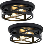 13 inch Farmhouse Ceiling Light Fixture,3-Light Hallway Light Fixtures Ceiling,Black Flush Mount Ceiling Light,Light Fixture Ceiling Mount for Kitchen Hallway Entryway,E26 Base（1 Pack） - Grand Goldman