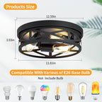 13 inch Farmhouse Ceiling Light Fixture,3-Light Hallway Light Fixtures Ceiling,Black Flush Mount Ceiling Light,Light Fixture Ceiling Mount for Kitchen Hallway Entryway,E26 Base（1 Pack） - Grand Goldman