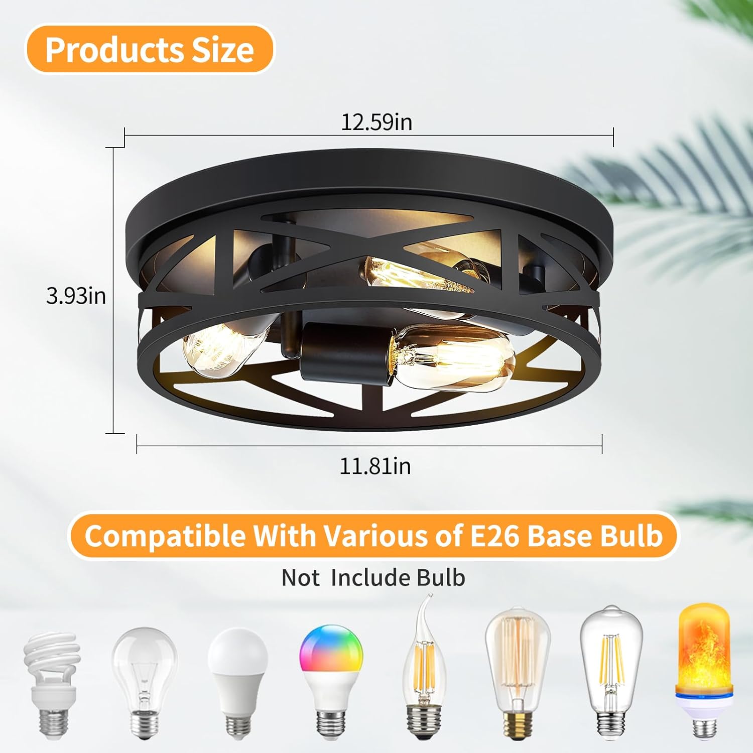 13 inch Farmhouse Ceiling Light Fixture,3-Light Hallway Light Fixtures Ceiling,Black Flush Mount Ceiling Light,Light Fixture Ceiling Mount for Kitchen Hallway Entryway,E26 Base（1 Pack） - Grand Goldman