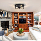 13 inch Farmhouse Ceiling Light Fixture,3-Light Hallway Light Fixtures Ceiling,Black Flush Mount Ceiling Light,Light Fixture Ceiling Mount for Kitchen Hallway Entryway,E26 Base（1 Pack） - Grand Goldman