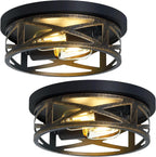 13 inch Farmhouse Ceiling Light Fixture,3-Light Hallway Light Fixtures Ceiling,Black Flush Mount Ceiling Light,Light Fixture Ceiling Mount for Kitchen Hallway Entryway,E26 Base（1 Pack） - Grand Goldman