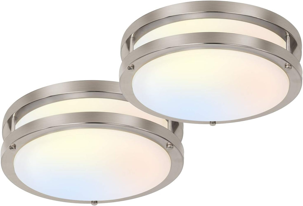 13 inch Flush Mount LED Ceiling Light Fixture, 2700K/3000K/3500K/4000K/5000K Adjustable Ceiling Lights, Oil Rubbed Bronze Saturn Dimmable Lighting for Bathroom Kitchen, ETL Listed - 2 Pack - Grand Goldman