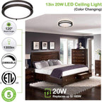 13 inch Flush Mount LED Ceiling Light Fixture, 2700K/3000K/3500K/4000K/5000K Adjustable Ceiling Lights, Oil Rubbed Bronze Saturn Dimmable Lighting for Bathroom Kitchen, ETL Listed - 2 Pack - Grand Goldman