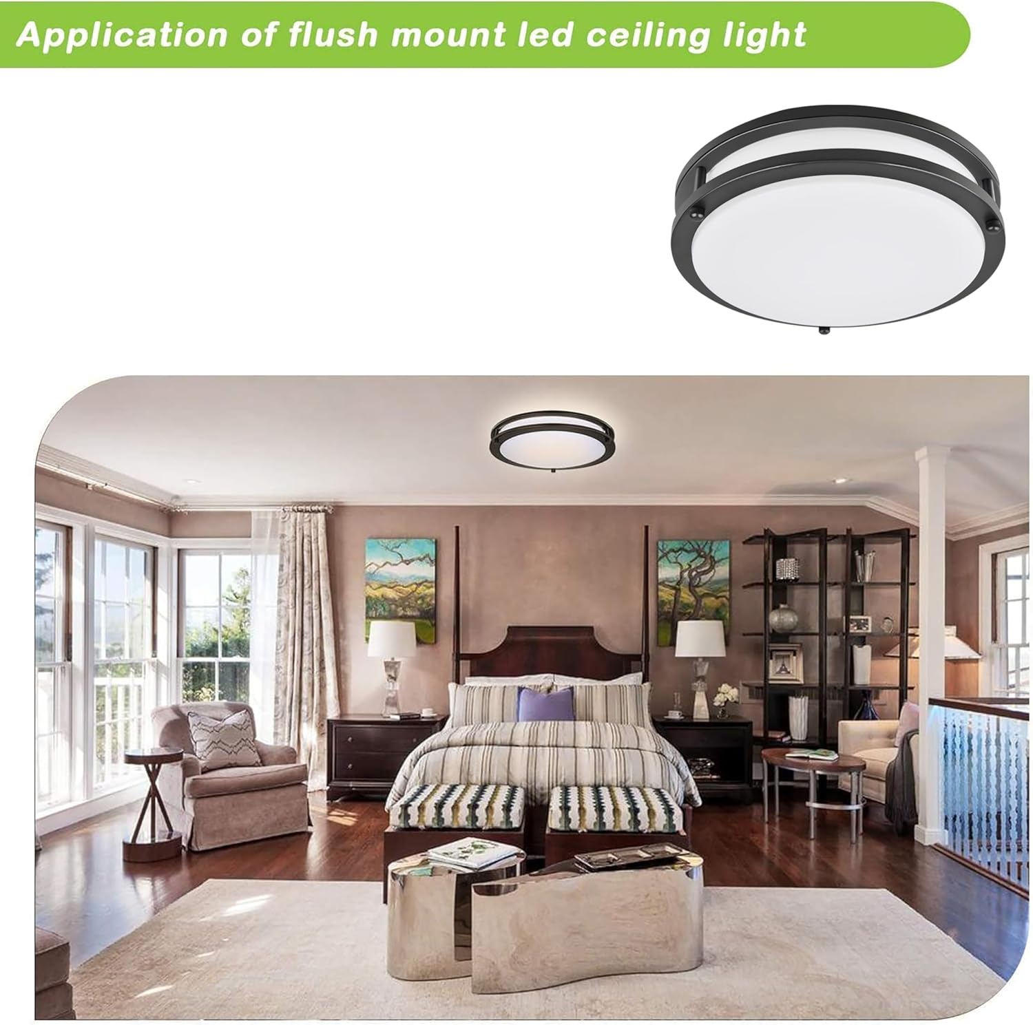 13 inch Flush Mount LED Ceiling Light Fixture, 2700K/3000K/3500K/4000K/5000K Adjustable Ceiling Lights, Oil Rubbed Bronze Saturn Dimmable Lighting for Bathroom Kitchen, ETL Listed - 2 Pack - Grand Goldman