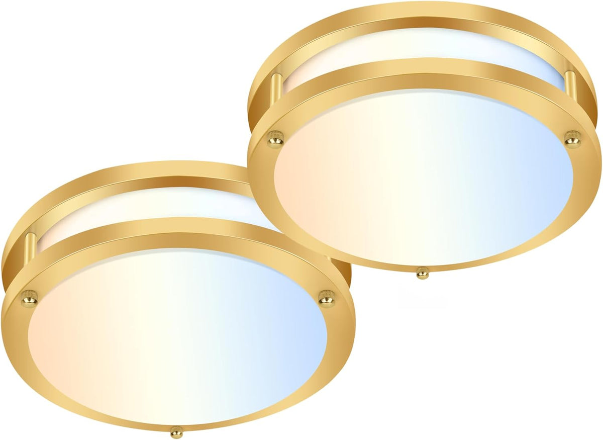 13 inch Flush Mount LED Ceiling Light Fixture, 2700K/3000K/3500K/4000K/5000K Adjustable Ceiling Lights, Oil Rubbed Bronze Saturn Dimmable Lighting for Bathroom Kitchen, ETL Listed - 2 Pack - Grand Goldman