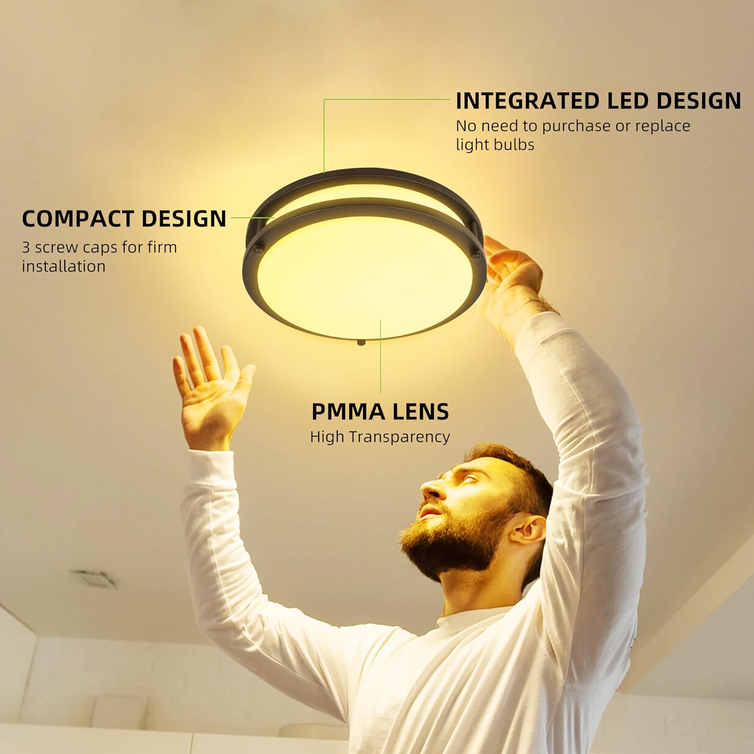 13 inch Flush Mount LED Ceiling Light Fixture, 2700K/3000K/3500K/4000K/5000K Adjustable Ceiling Lights, Oil Rubbed Bronze Saturn Dimmable Lighting for Bathroom Kitchen, ETL Listed - 2 Pack - Grand Goldman