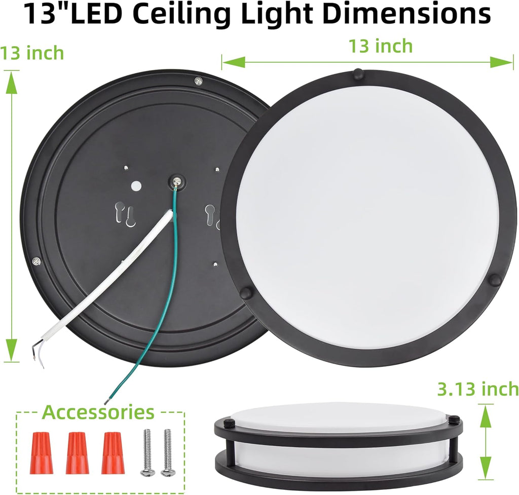 13 inch Flush Mount LED Ceiling Light Fixture, 2700K/3000K/3500K/4000K/5000K Adjustable Ceiling Lights, Oil Rubbed Bronze Saturn Dimmable Lighting for Bathroom Kitchen, ETL Listed - 2 Pack - Grand Goldman