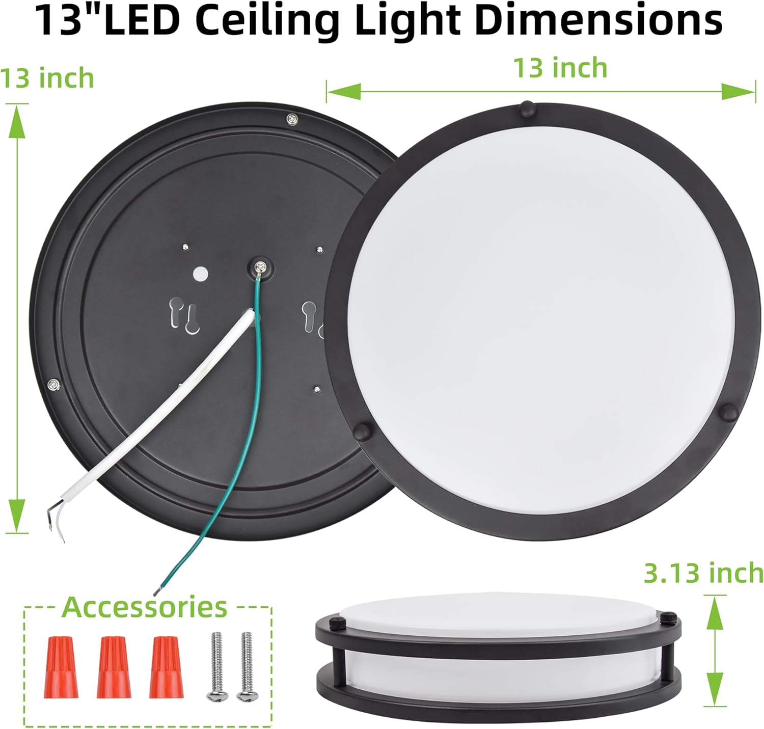 13 inch Flush Mount LED Ceiling Light Fixture, 2700K/3000K/3500K/4000K/5000K Adjustable Ceiling Lights, Oil Rubbed Bronze Saturn Dimmable Lighting for Bathroom Kitchen, ETL Listed - 2 Pack - Grand Goldman
