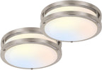 13 inch Flush Mount LED Ceiling Light Fixture, 2700K/3000K/3500K/4000K/5000K Adjustable Ceiling Lights, Oil Rubbed Bronze Saturn Dimmable Lighting for Bathroom Kitchen, ETL Listed - 2 Pack - Grand Goldman