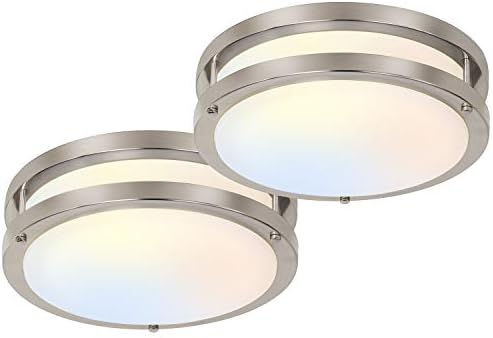 13 inch Flush Mount LED Ceiling Light Fixture, 2700K/3000K/3500K/4000K/5000K Adjustable Ceiling Lights, Oil Rubbed Bronze Saturn Dimmable Lighting for Bathroom Kitchen, ETL Listed - 2 Pack - Grand Goldman