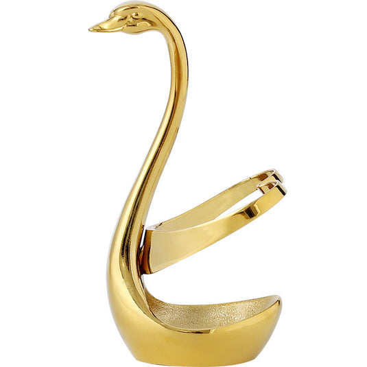 Gold Swan Elegant Utensils Set & Holder Fashion Nordic Leaf Fruit Fork Coffee Spoon