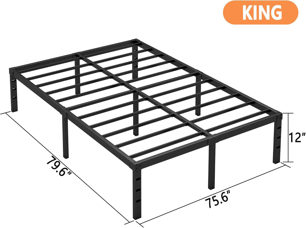 14 Inch Twin Bed Frame - Sturdy Platform Bed Frame Metal Bed Frame No Box Spring Needed Heavy Duty Twin Size Bed Frame Easy Assembly Strong Bearing Capacity, Under Bed Storage - Grand Goldman