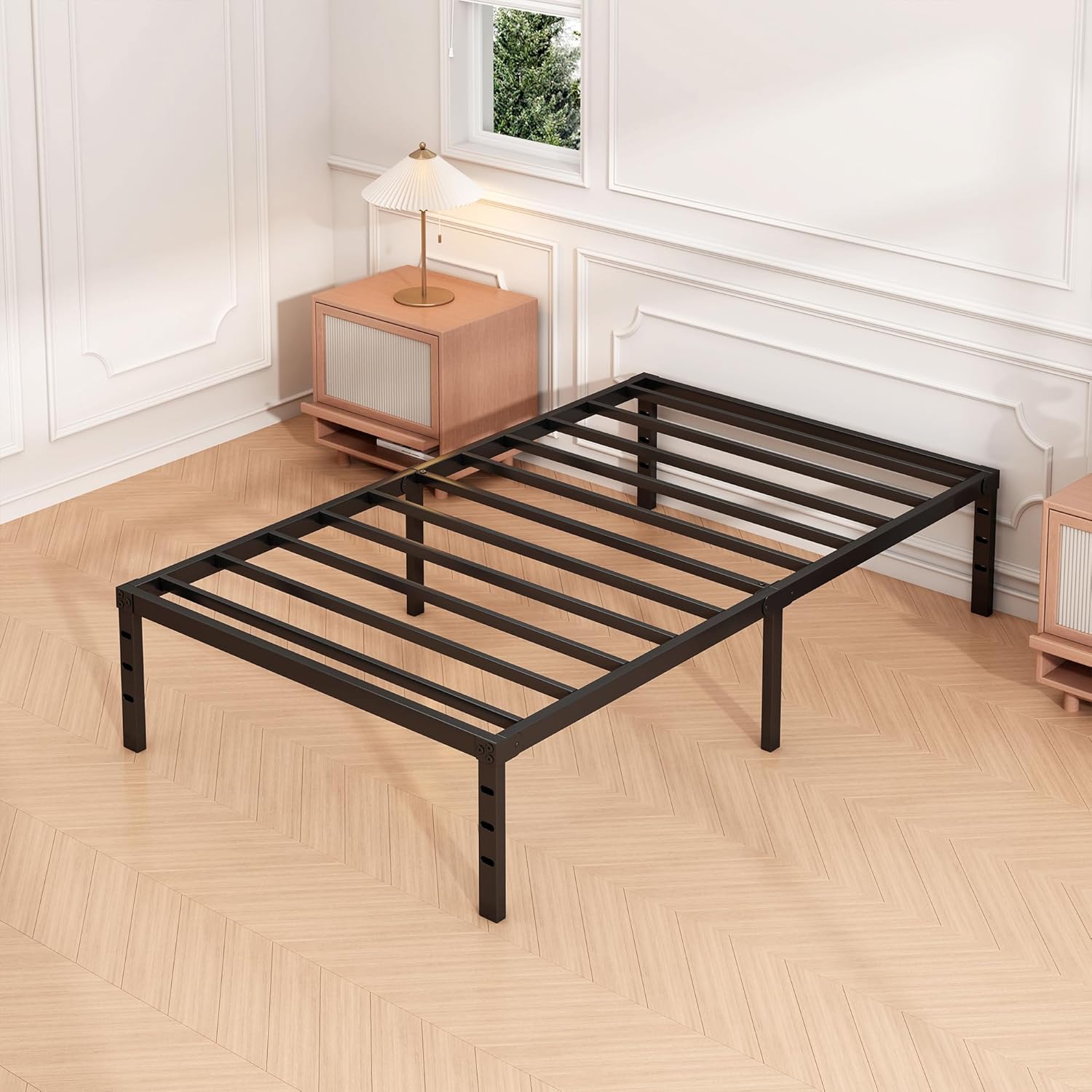 14 Inch Twin Bed Frame - Sturdy Platform Bed Frame Metal Bed Frame No Box Spring Needed Heavy Duty Twin Size Bed Frame Easy Assembly Strong Bearing Capacity, Under Bed Storage - Grand Goldman
